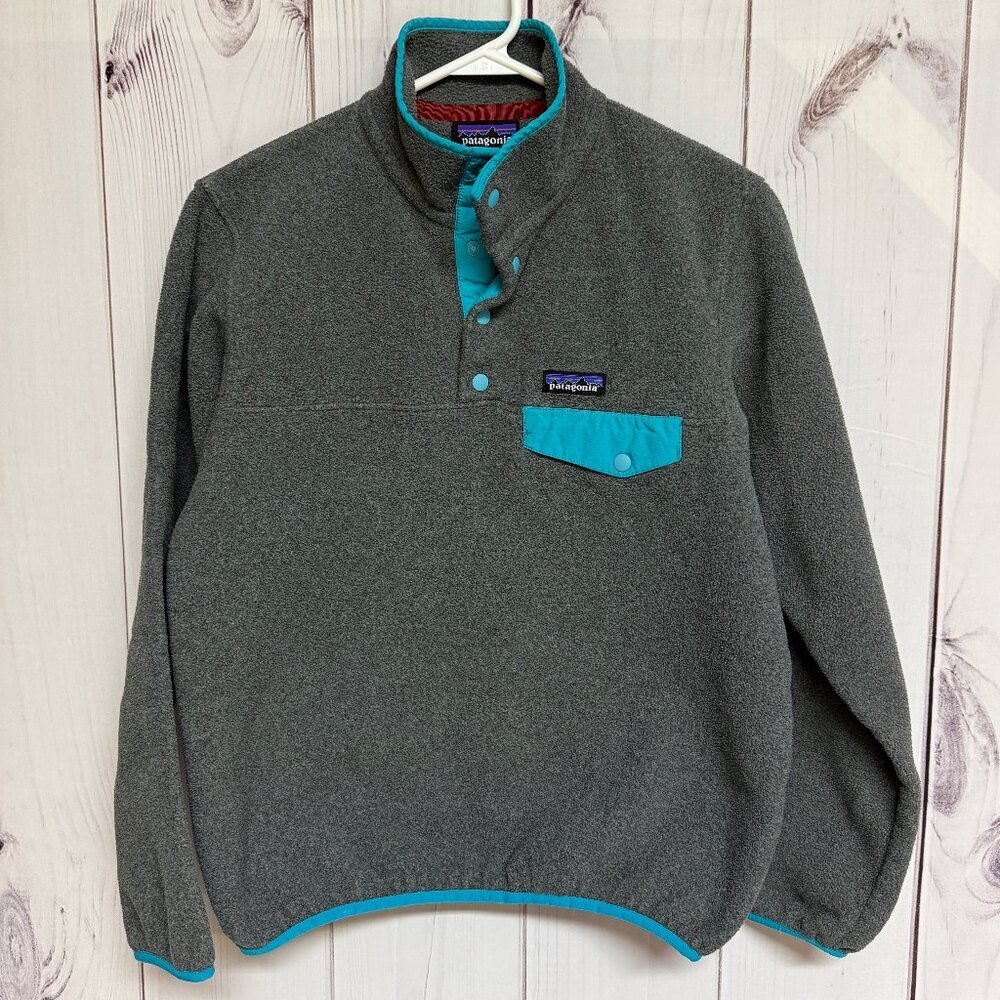 Patagonia Women’s‎ Synchilla Snap-T Pullover Small Gray Turquoise EUC